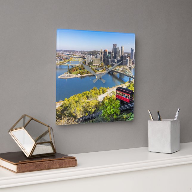 Pittsburgh Pennsylvania Duquesne Incline Square Wall Clock (Office)
