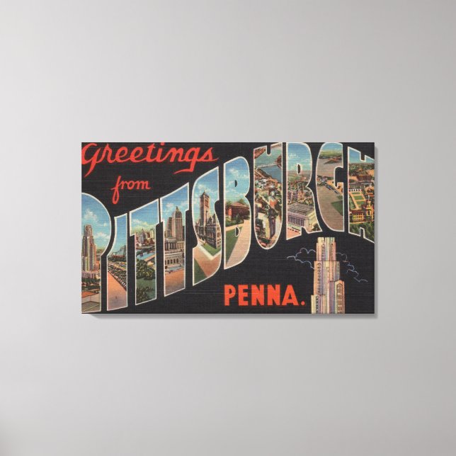 Pittsburgh, Pennsylvania - Large Letter Scenes Canvas Print (Front)