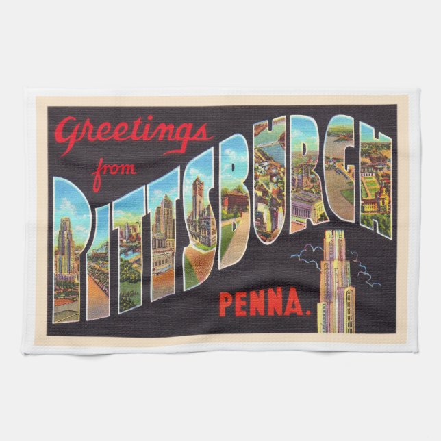 Pittsburgh Pennsylvania PA  Large Letter Postcard Kitchen Towel (Horizontal)