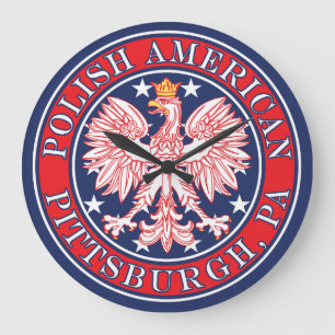 Pittsburgh Pennsylvania Polish Eagle Large Clock