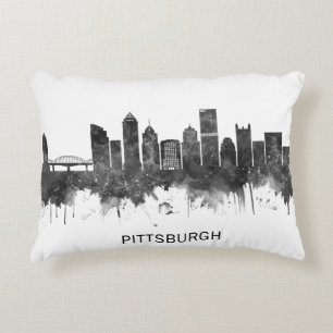 Pittsburgh Pennsylvania Skyline BW Accent Pillow