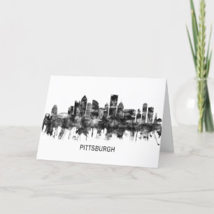 Pittsburgh Pennsylvania Skyline BW Holiday Card