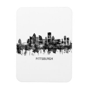 Pittsburgh Pennsylvania Skyline BW Magnet