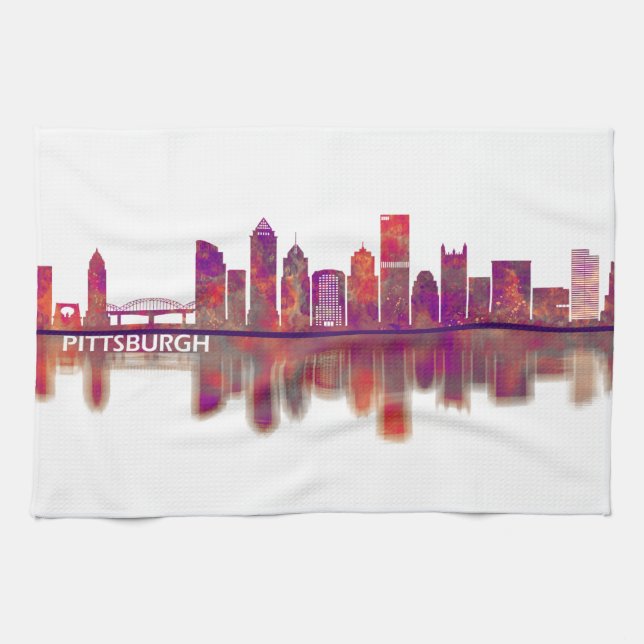 Pittsburgh Pennsylvania Skyline Kitchen Towel (Horizontal)