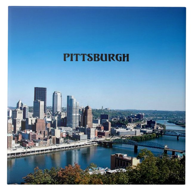 Pittsburgh, Pennsylvania skyline photograph Tile (Front)