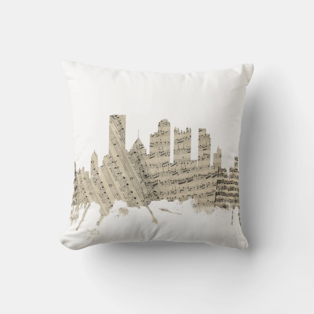 Pittsburgh Pennsylvania Skyline Sheet Music Citysc Throw Pillow (Front)