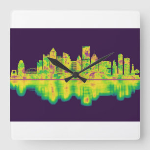 Pittsburgh Pennsylvania Skyline Square Wall Clock