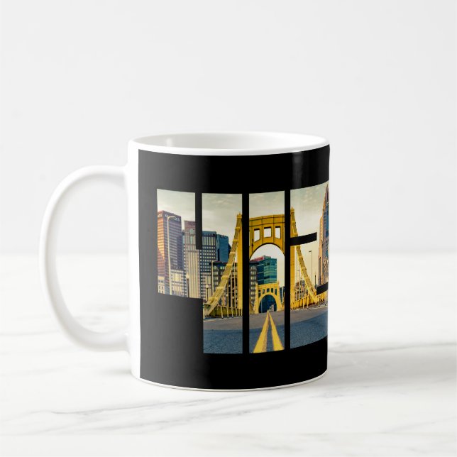 Pittsburgh Pennsylvania Steel City Skyline 412 Can Coffee Mug (Left)