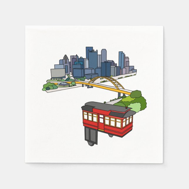 Pittsburgh Pennsylvania Steel City Skyline Art Can Napkin (Front)