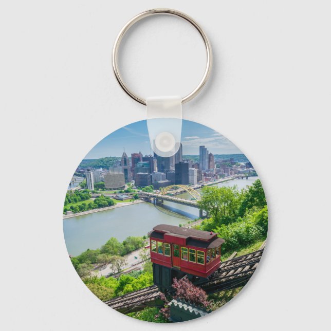 Pittsburgh Pennsylvania Steel City Skyline Incline Keychain (Front)