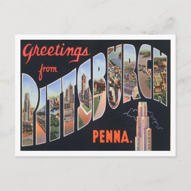 Pittsburgh, Pennsylvania Vintage Big Letters Postcard (Front)