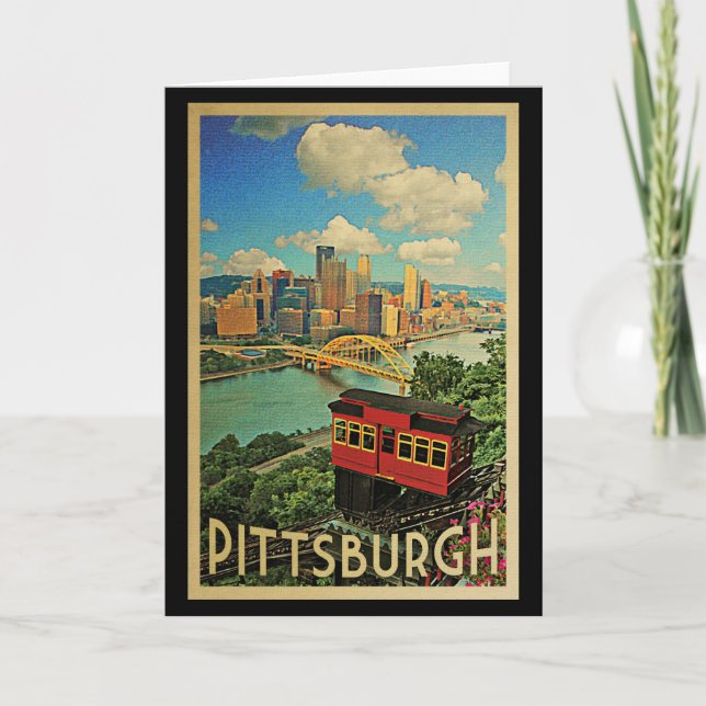 Pittsburgh Pennsylvania Vintage Travel Card (Front)