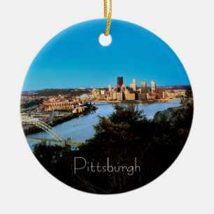 Pittsburgh Photo-Christmas Ornament-Double Sided Ceramic Ornament