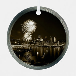 Pittsburgh-Photo- Ornament-2 sided Metal Ornament