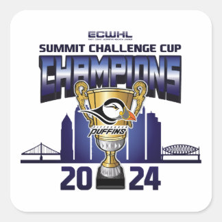 Pittsburgh Puffins Summit Challenge Cup Champions Square Sticker