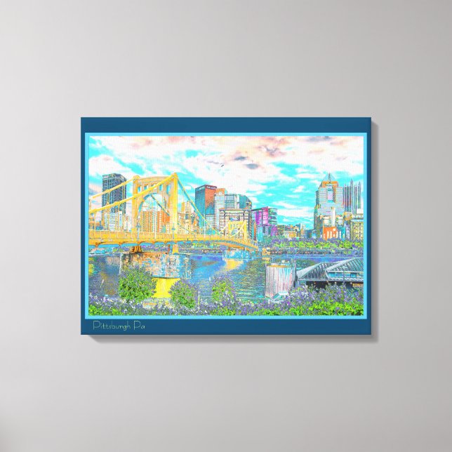 Pittsburgh Retro Art Photo Wall Canvas Print (Front)