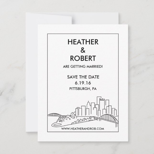 Pittsburgh Save the Date - Skyline (black) (Front)