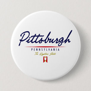 Pittsburgh Script 3 Inch Round Button