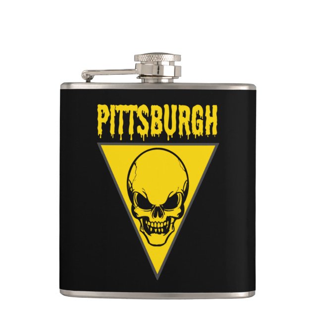 Pittsburgh Skull Hip Flask (Front)