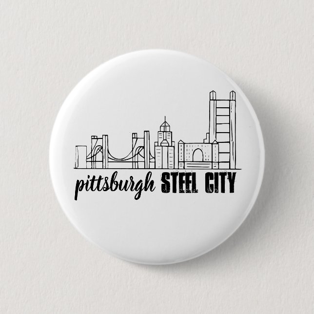 Pittsburgh Skyline 2 Inch Round Button (Front)