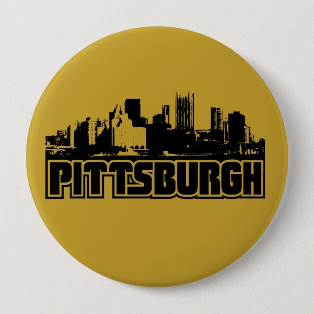 Pittsburgh Skyline 4 Inch Round Button (Front)