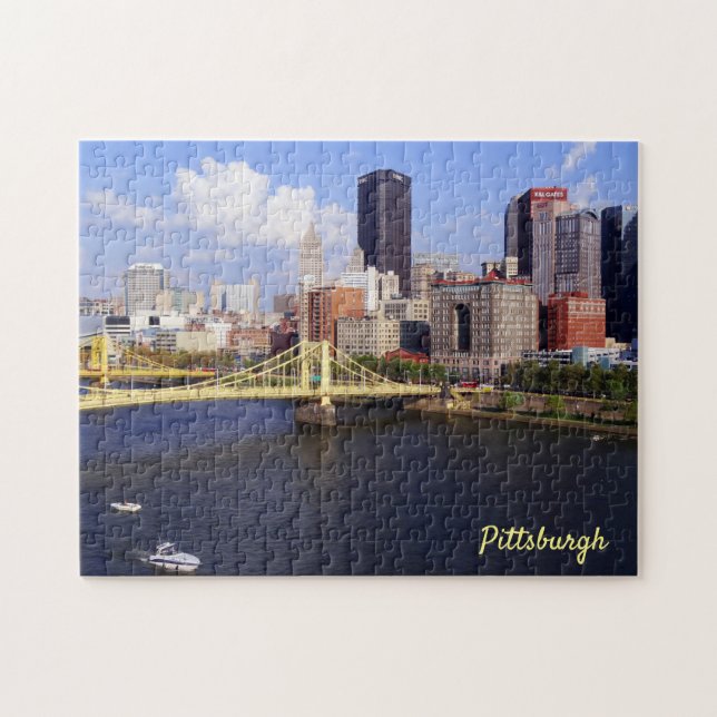 Pittsburgh Skyline Allegheny River Clemente Bridge Jigsaw Puzzle (Horizontal)