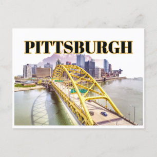 Pittsburgh skyline and Fort Pitt Bridge Postcard
