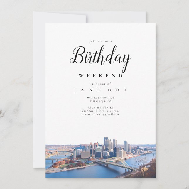 Pittsburgh Skyline Anniversaire Weekend Invitation (Devant)