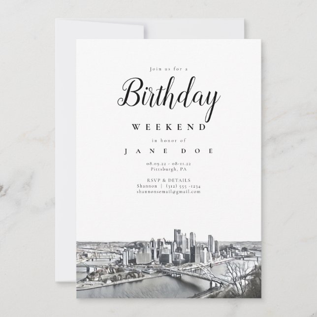 Pittsburgh Skyline Anniversaire Weekend Invitation (Devant)