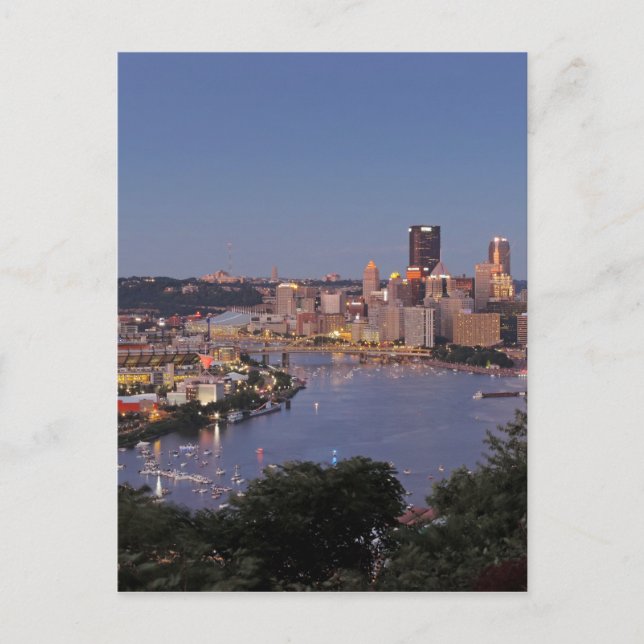 Pittsburgh Skyline at Dusk Postcard (Front)