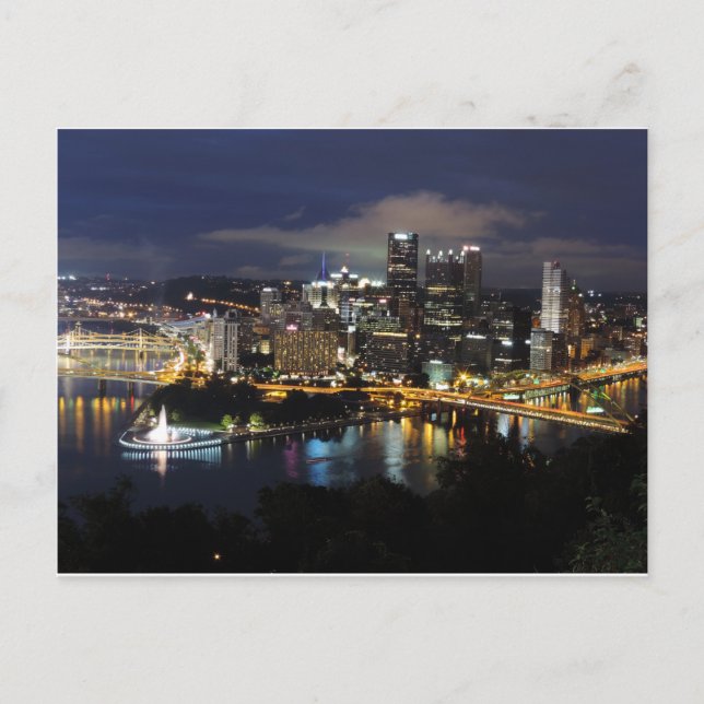 Pittsburgh Skyline at Dusk Postcard (Front)