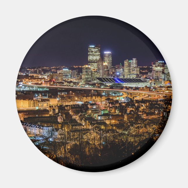 Pittsburgh Skyline at Night Magnet (Front)