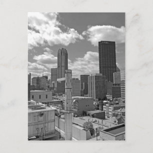 Pittsburgh Skyline Black and White Postcard