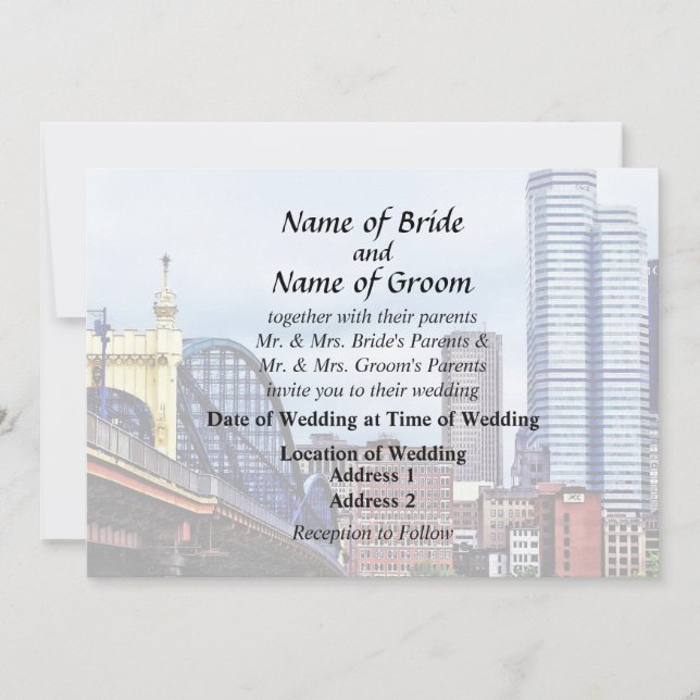 Pittsburgh Skyline By Smithfield St Bridge Invitation (Front)