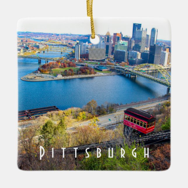 Pittsburgh Skyline Ceramic Ornament (Front)