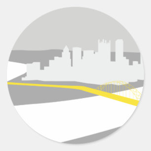 Pittsburgh skyline graphic classic round sticker
