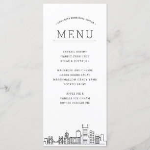 Pittsburgh Skyline Menu Dîner Mariage