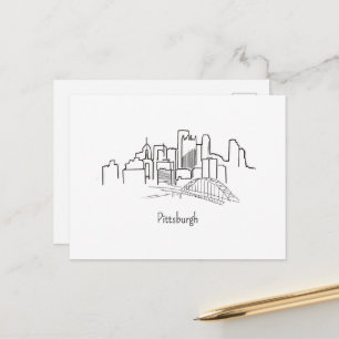 Pittsburgh Skyline Pittsburgh Illustration Postcard