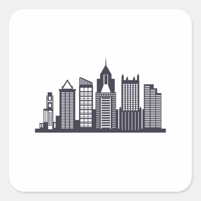 Pittsburgh Skyline Square Sticker (Front)