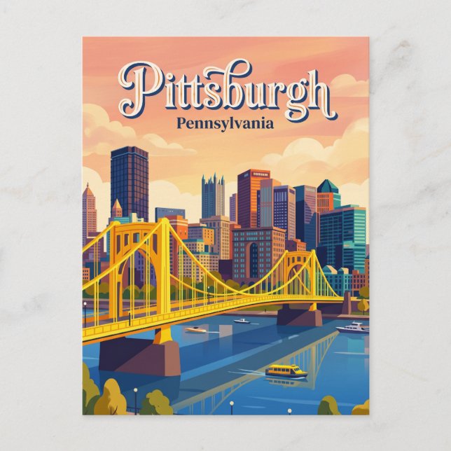 Pittsburgh Skyline USA Postcard (Front)
