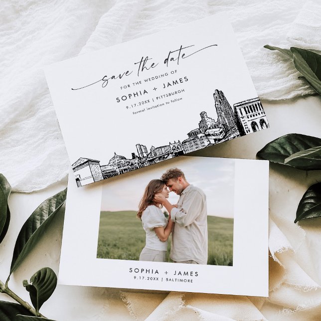 Pittsburgh Skyline Wedding Enregistrer la carte Da (Créateur téléchargé)