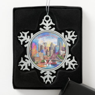 Pittsburgh Snowflake Pewter Christmas ornament