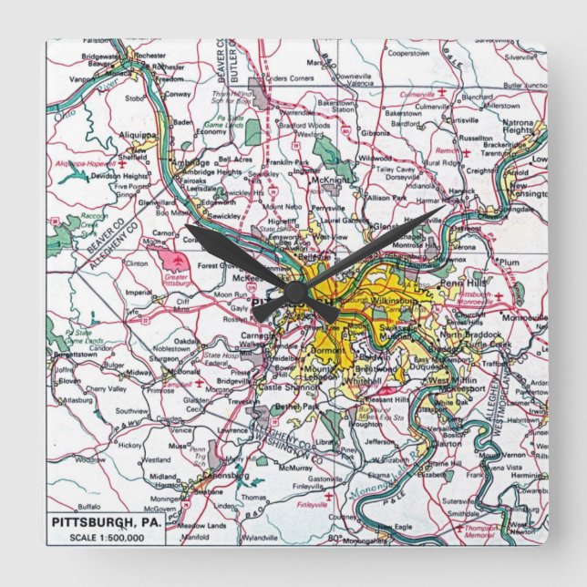 Pittsburgh Square Wall Clock (Front)