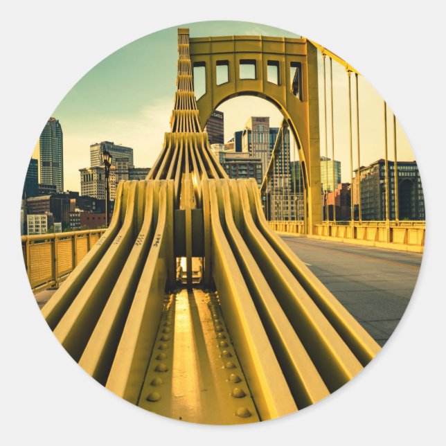 Pittsburgh Steel City Bridge Pennsylvania 412 Post Classic Round Sticker (Front)