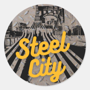 Pittsburgh Steel City Bridge Skyline Pennsylvania Classic Round Sticker
