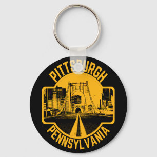 Pittsburgh Steel City Skyline Bridge Pennsylvania Keychain
