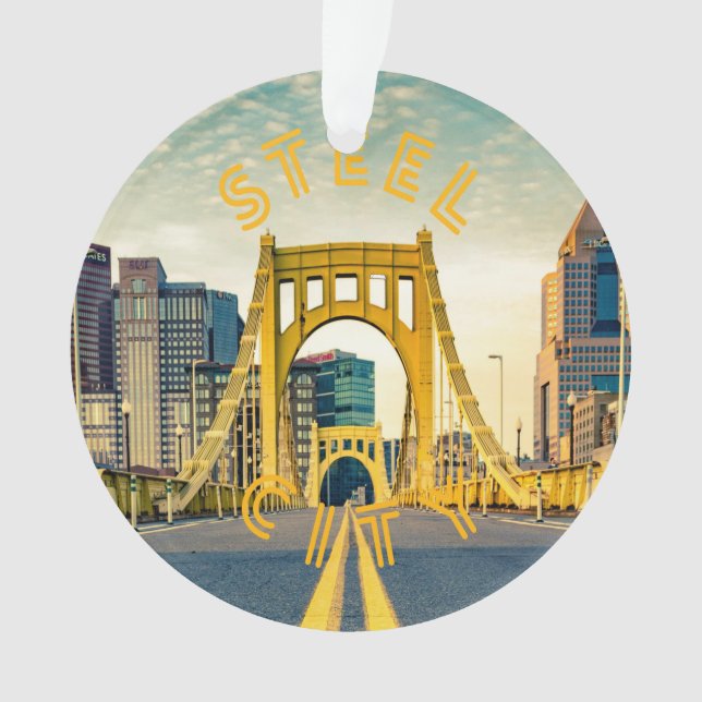 Pittsburgh Steel City Skyline Bridge Pennsylvania  Ornament (Front)