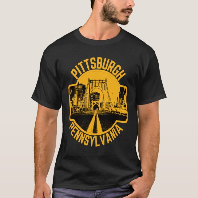 Pittsburgh Steel City Skyline Bridge Pennsylvania  T-Shirt (Front)
