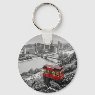 Pittsburgh Steel City Skyline Incline Photography Keychain