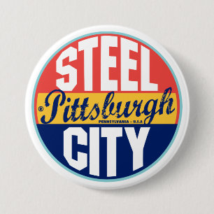 Pittsburgh Vintage Label 3 Inch Round Button